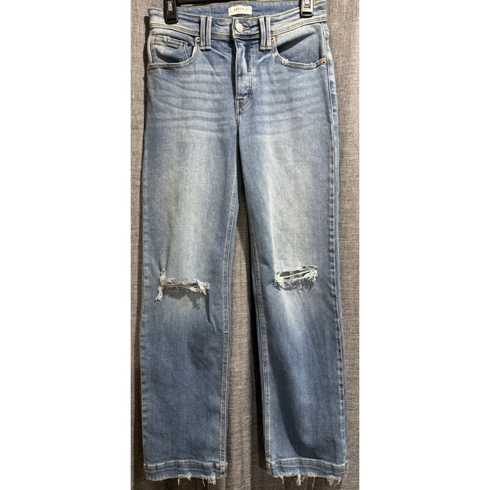 Artemis Vintage Jeans Womens 1/24 Distressed Ripped Straight Leg Button Fly